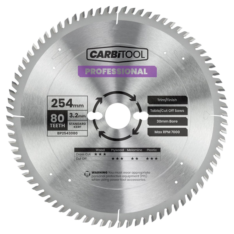 BLADE CIRCULAR SAW 80T ARBOR 30MM PROFESSIONAL SERIES 254MM - (BP2543080)