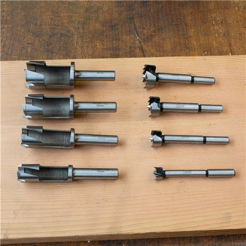 Carbatec 8pc 15/20/25/30mm Drill & Barrel Plug Cutter Set