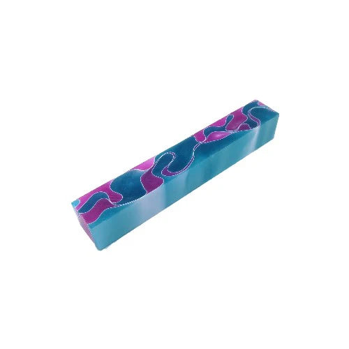 Acrylic pen blank- pink, aqua with white line