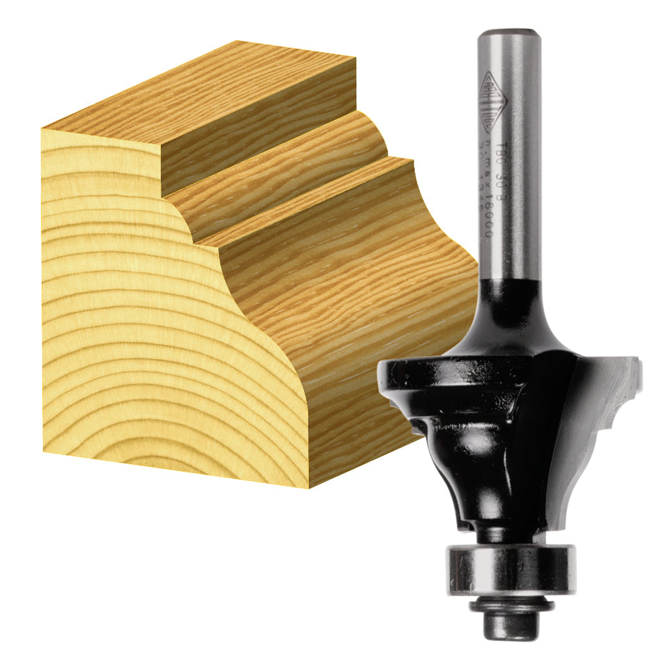 2 Flute - Beading Ogee Bit with Ball Bearing Guide - Carbide Tipped