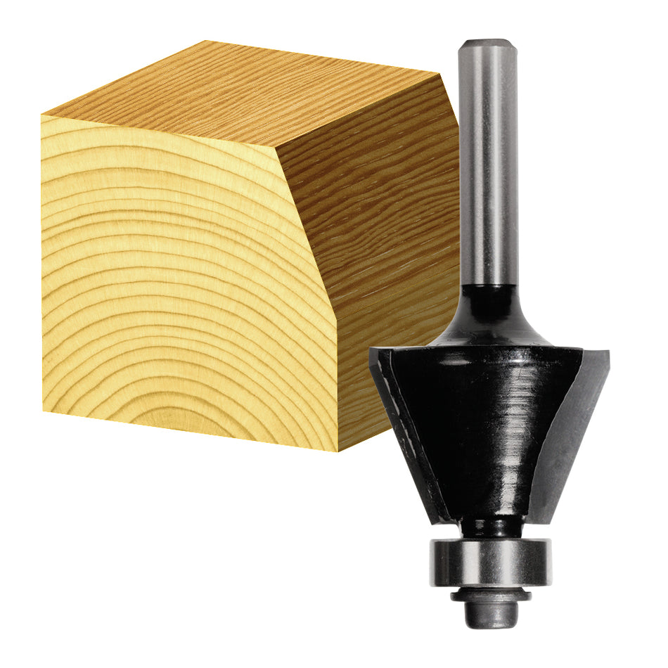 Chamfering Bit 22.5 Deg. Tct 2 Flt 1/2in Shk w/ Bearing