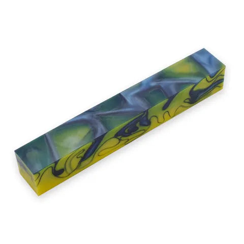 Acrylic pen blank - Yellow and violet blue