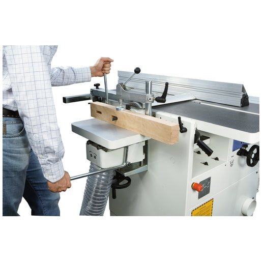 SCM 777326 horizontal mortiser in use on a Minimax combination machine, machining a timber workpiece