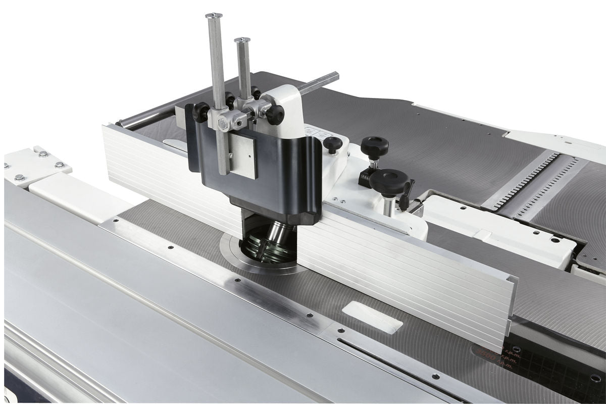 Optional SCM Minimax TW 45C spindle-moulder hood with rack-adjusted guides